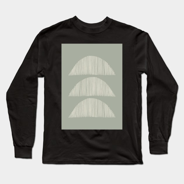 Sage green geometric shapes Long Sleeve T-Shirt by VectoryBelle